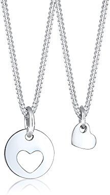 Elli Collana Donne Set Cuore Cut-Out Ciondolo Madre Bambino Amore in Argento Sterlino 925 Placcato Oro Rosa