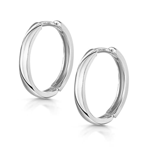 Amberta Orecchini a Cerchio con Perno per Donna in Argento Sterling 925: Cerchi Diametro 20 mm