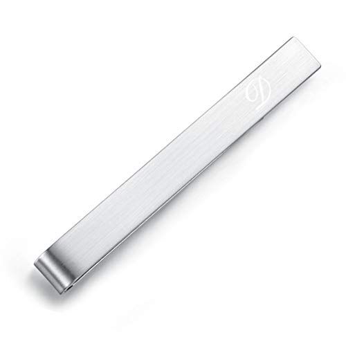 Bear Uomo Iniziale Lettera Alfabeto Fermacravata,Dimensione Normale Acciaio Inox per il Regalo di Matrimonio Affari,5,4 cm, Argento spazzolato, 54mm, acciaio inox