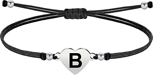 cotigo Bracciale lettera iniziale B cordino in acciaio cerato Bracciale donna o uomo con iniziale nome Bracciale con lettera incisa