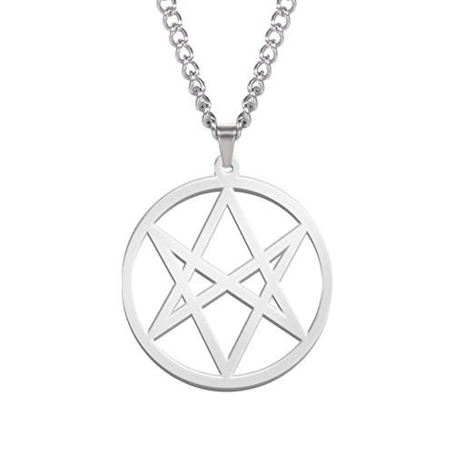 VASSAGO Thelema Collana con ciondolo a forma di stella a 6 punte in acciaio inox, con esagramma magico, con simbolo dell'amuleto spirituale, gioielli per uomo
