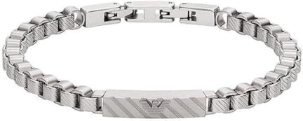 Emporio Armani Bracciale Per Uomo Essential, Lunghezza: 175-195 mm, Larghezza: 6 mm, Altezza: 5 mm Bracciale In Acciaio Inox Argento, EGS2923040