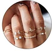 DA Ery Boho Butterfly Rings Set Gold Crystal Joint Knuckle Ring Impilabile Midi Anello Gioielli per donne e ragazze (7PCS)