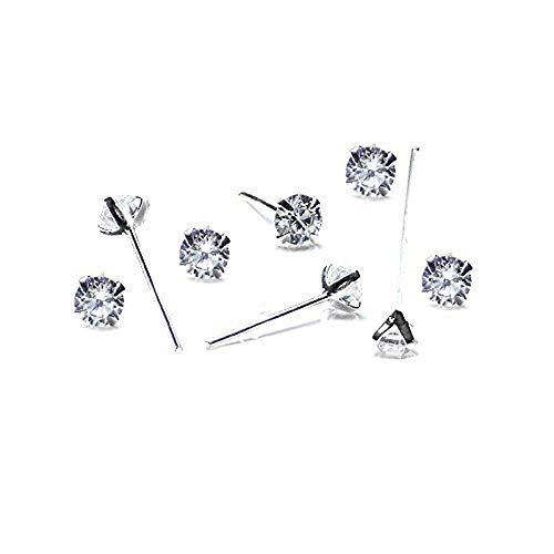 Max Argento Set 8 Pezzi Orecchini Naso, Piercing Naso Nasino, in Argento 925 Brillantino Zircone 1,5 mm