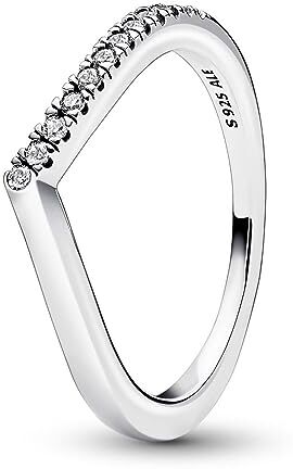 PANDORA Timeless Anello Wish per metà brillante in argento Sterling con zirconia cubica trasparente, 60