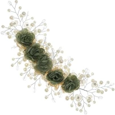 AMPUTEE Accessori for capelli da sposa con tiara in tessuto morbido con fiori verdi come regali for la famiglia, gli amici e i vicini