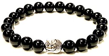 Generico ALCHIMIA Bracciale unisex Buddha pietre vere naturali mm.8 (ONICE NERA)