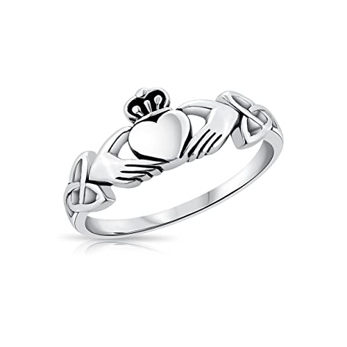 DTPsilver ® Anello Claddagh in Argento 925 Amore, Fedeltà e Amicizia Con Nodo Celtico