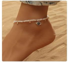 Cubahop Beach Pearl Cavigliere L'occhio del diavolo Braccialetti alla caviglia Estate Turchese Turtle Piede Accessori Gioielli per le donne e le ragazze (Occhio del Diavolo)