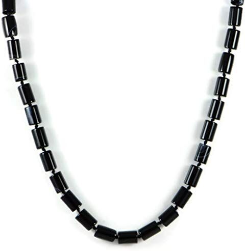 AqBeadsUk Classic Semi-Precious Gemstone 12x8mm Black Agate Tube Beads 19.5 inch Luxury Hand-Knotted Women's Necklace