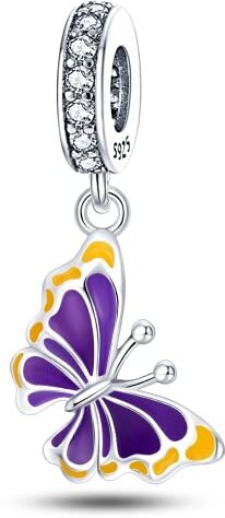 LNQOBU Ciondolo Lucciola Scintillante Charm Glow in the dark Charm Camaleonte Charm Argento Sterling 925 Per Bracciali e Collan