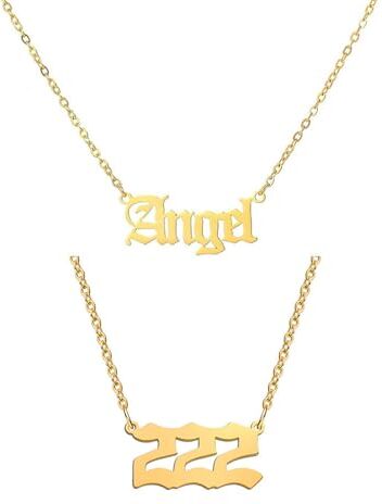 HIJONES Donna Angelo Numero Dichiarazione Collana 222 Numeri Ciondolo Catena Choker Gioielli Numerologia Oro