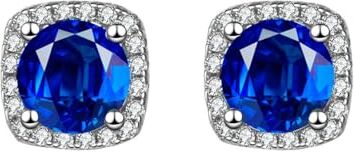 Cinhaojung Silver Studs Orecchini Argento Donna, Blu Cubic Zirconia Orecchini Occhino Uomo Diamante Cubic Zirconia Stud Ipoallergenico Orecchini Per Ragazza E Uomini Deep Blue