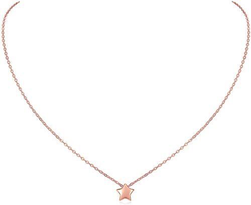 ChicSilver Collana Personalizzabile Donna in Argento Sterling 925 Placcato Oro, Cindolo Stella Piccolo Delicato, Collana Amicizia, Catena Clavicolare, Rosato Collane Donna