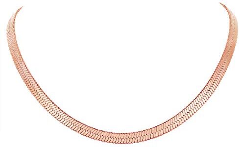 FindChic Collana Serpente Donna 5mm Larghezza 46cm Collana Oro Rosa Collana Donna Acciaio Inossidabile Collana Serpente Girocollo Donna Regalo per Donna e Ragazza