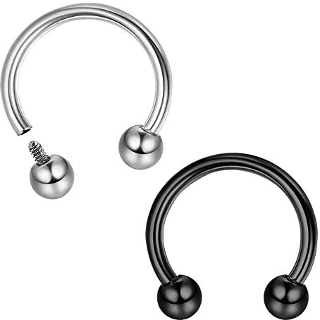 Milacolato 6g Septum Anelli Donna Uomo   Implant Grade G23 Titanium Septum Ring Gioielli Con bilanciere Circolare Filettato Internamente Per naso labbro Sorridente Helix Daith   2pz