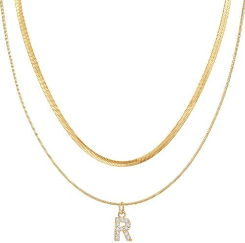 Joo&Rind Collana Donna Oro iniziali A to Z doppio strato Collane Acciaio inossidabile collana nome personalizzabile delicata lettera Donna Gioielli Regalo