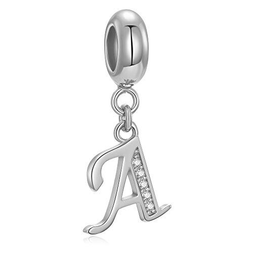 Fantasticharm fits Pandora Bracelet Charm con pendente a forma di lettera dell’alfabeto “A”, in argento Sterling 925 autentico con cristalli. Compatibile con la maggior parte dei braccialetti e delle collane di marche europee Letter A