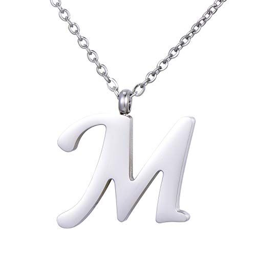 Morella Collana da Donna in Acciaio Inox Argento con Ciondolo Lettera M