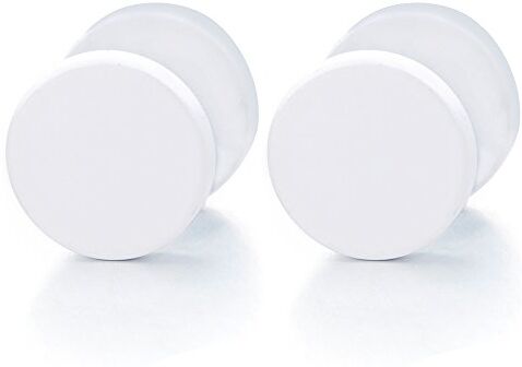 COOLSTEELANDBEYOND 6MM Bianco Cerchio Orecchini da Uomo Donna, Finto Dilatatore Fake Cheater Plug Gauges, Acciaio Inossidabile, 1 Paio