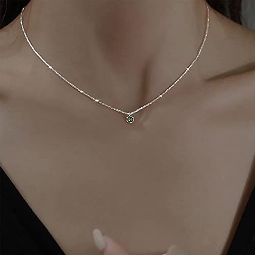 Inateannal Verde Cristallo Collana Girocollo Scintillare Catena Cz Collana Smeraldo Solitario Ciondolo Collana Lucida Zirconia Cubica Collana Gioielli Per Le Donne Ragazze