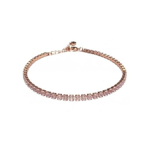 MAISON GIOIELLI FIRENZE OHANA Bracciale Tennis in Metallo Placcato Oro e Zirconi Colorati, Bracciale Opali, Chiusura Moschettone Ipoallergenico Antigraffio e Waterproof (oro rosa, rosa)