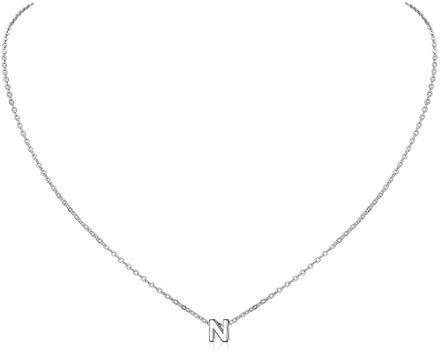 ChicSilver Collanina Donna Sottile Lettera Collanina con Iniziale Argento N Collane in Argento con Iniziale N con Confezione Regalo