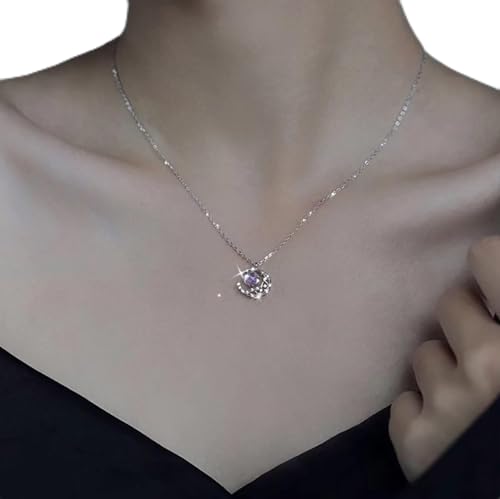 TseenYi Luna Mezzaluna Cz Collana Pietra Di Luna Mezzaluna Collana Ciondolo Scintillante Argento Luna Collana Ametista Mezzaluna Collana Girocollo Catena Gioielli Per Donne E Ragazze Regali