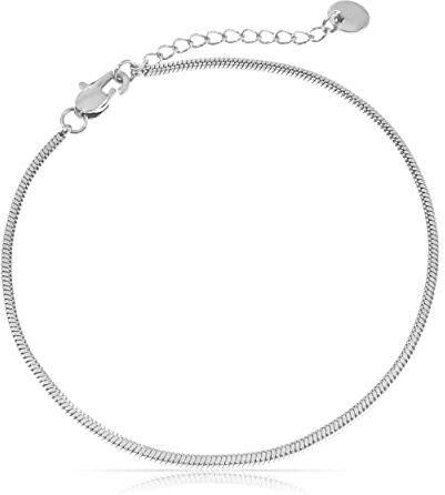 Made by Nami Bracciale cubano da donna in acciaio inossidabile, minimalista, a catena cubana, braccialetto a catena in argento da donna (serpente), 18 cm