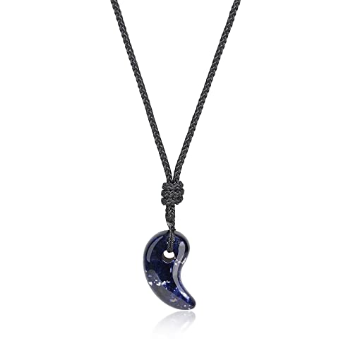 COAI Collana Unisex Regolabile con Pendente Magatama in Sodalite