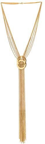 COOLSTEELANDBEYOND Oro Multi-Fila Catena Statement Collana Incastro Cerchio Charms Lunga Catena Nappa Pendente, Banchetti