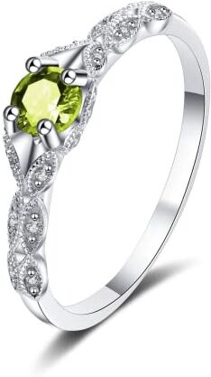 Bellitia Jewelry Anello con Peridoto Verde Argento 925 Anelli Donna con Pietra del mese di nascita, Regalo per San Valentine, Natale, Compleanno, Anniversario, Gioielli Donna