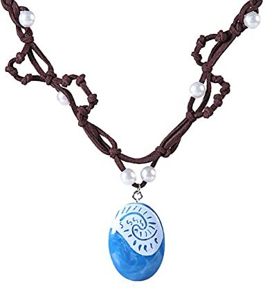 Wedity Ocean Collana Intrecciata a mano Collana con ciondolo Moana Collana girocollo con perle d'imitazione Forniture per feste per donne e ragazze