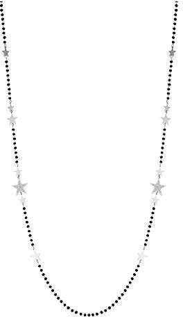 Xinyixin Collana con Filo a Forma di Stella per Donna, Collana a Catena Lunga in Acciaio Inossidabile Placcato Argento Oro Rosa con Cristallo Nero