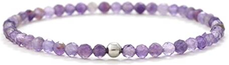 BERGERLIN Bracciale in vera ametista con perle in argento 925 perle sfaccettate misura XS