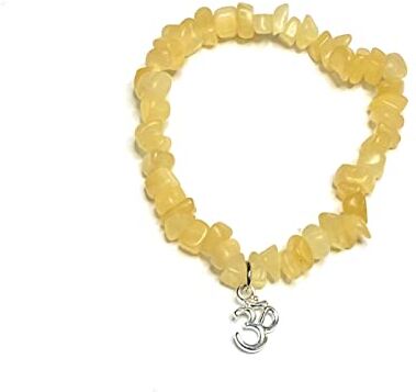 Generico Bracciale chip CALCITE GIALLA vere naturali con ciondolo OM metallo color argento