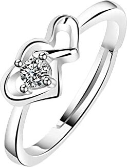 Generic Anello Di Giada per Gli Uomini Anello da donna Anello d' con doppio cuore Anello di fidanzamento da donna con anelli di apertura regolabili Anelli per La Dentizione Cucciolo (Silver #5, One Size)