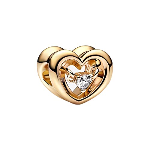 Lkwidi Donna Ciondolo- Oro placcato Radiant Heart & Floating Stone Argento 925 Colgantes con Zirconia cubica per Charm Bracciale