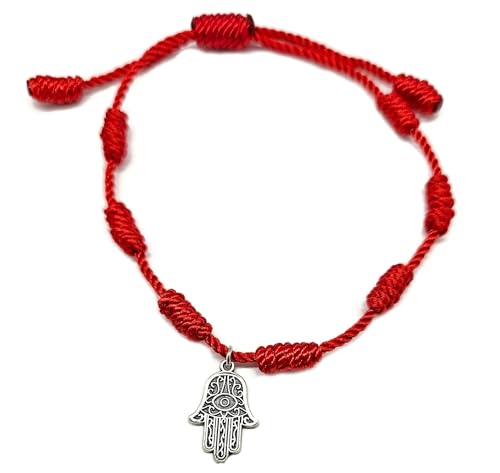 MYSTIC JEWELS By Dalia Bracciale 7 nodi rosso con amuleto regolabile protezione malocchio, buona fortuna per donna e uomo