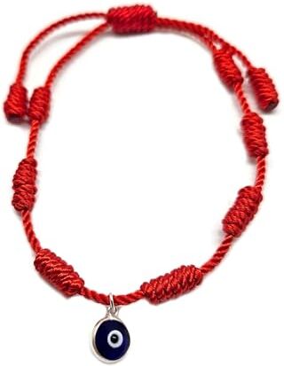 MYSTIC JEWELS By Dalia Bracciale 7 nodi rosso con amuleto regolabile protezione malocchio, buona fortuna per donna e uomo