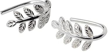 AIRAU Semplici orecchini a cerchio con ciondolo a forma di foglia di albero fortunato. Classico argento sterling 925 che prevengono i gioielli allergici per le donne