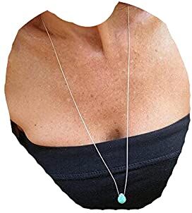 Yheakne Collana lunga turchese Collana argento a goccia turchese Collana vintage lunga catena pendente gioielli per donne e ragazze