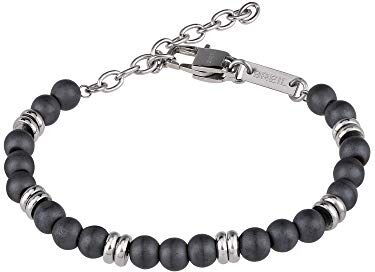 Breil , Collezione Artha, Bracciale Uomo, in Acciaio IP Gun ed Ematite, Pratica Chiusura a Moschettone, Lunghezza Regolabile 17-22 cm, Color Grigio