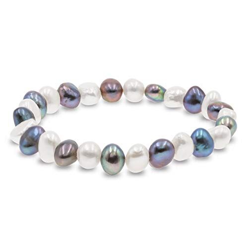 Secret & You Bracciale  con perle coltivate d'acqua dolce barocche bianche o colorate Le perle sono 8-9 mm 18cm di fascia elastica Disponibile in diversi colori