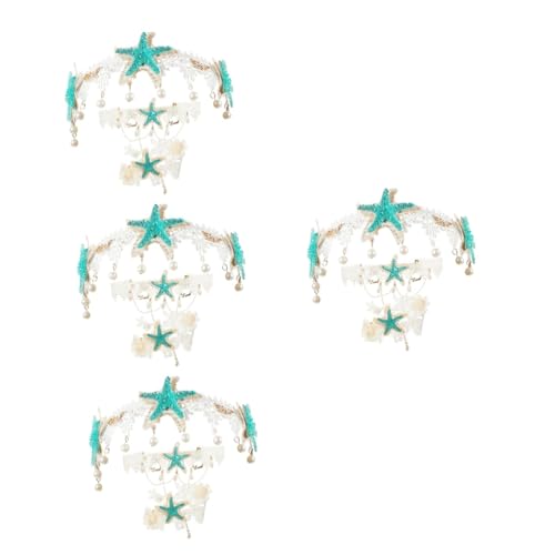 FOMIYES 4 Set set per stelle marine collane da spiaggia per donna diadema di sirena decorazioni per matrimoni tiara ghirlande di di perle collana per ragazze