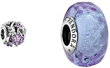 Pandora Charm margarita morada filigrana 798772C02 plata & Abalorio 798875C00 mujer plata cristal de murano.