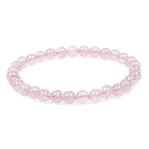 MJDCB Bracciale Pietre Quarzo Rosa Naturali, 6mm Perle Braccialetti Portafortuna