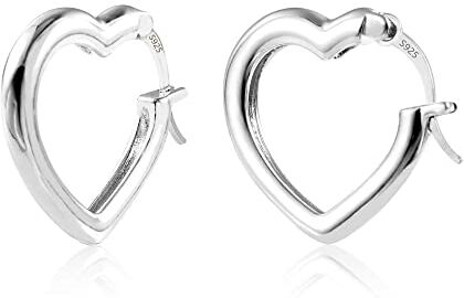 Ash Orecchini Cerchio Piccoli, 925 Sterling Silver Hoop Orecchini a forma di cuore Hoop Orecchini, Amore Cuore Orecchini a cerchio per le donne ragazze regalo grande