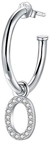 Lydreewam Orecchino Cerchio Donna Argento Sterling 925 Lettera O Pendenti con 3A zirconi, Diametro 20mm (un pezzo, non un paio)