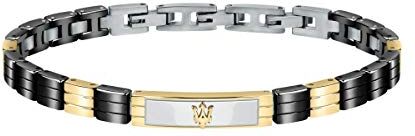 Maserati Bracciale Uomo, Collezione JEWELS, in Acciaio, ceramica, PVD oro giallo